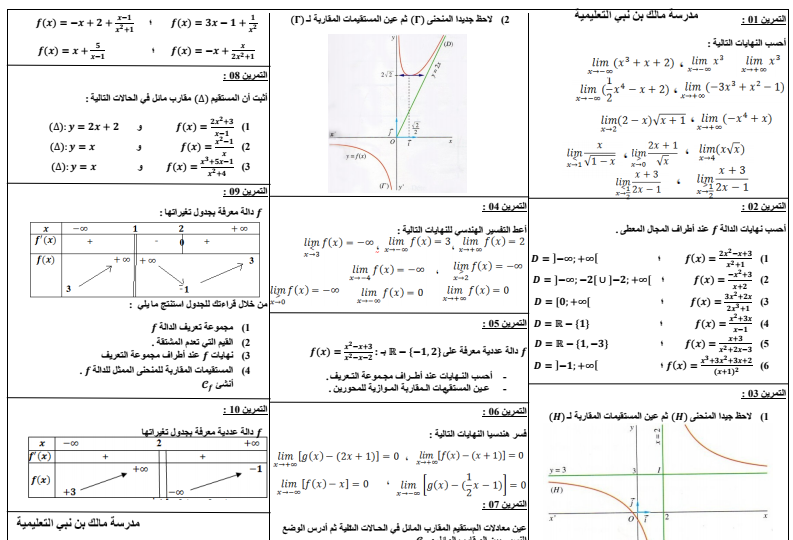 سلسلة تمارين النهايات للسنة الثانية ثانوي شعبة علوم تجريبية PDF