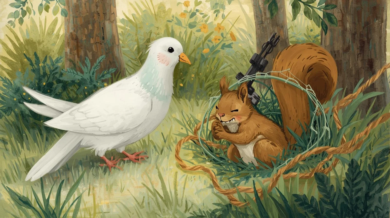 وبينما كان يقفزُ بين الأشجار، وقع في فخٍّ صغيرٍ نصبه الصيّادون._حاول أن يتح_20260320_203644_0...webp